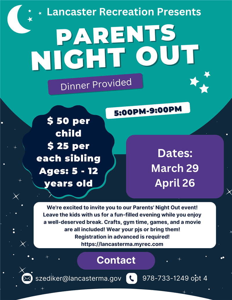 Lancaster MA Recreation Parents Night Out